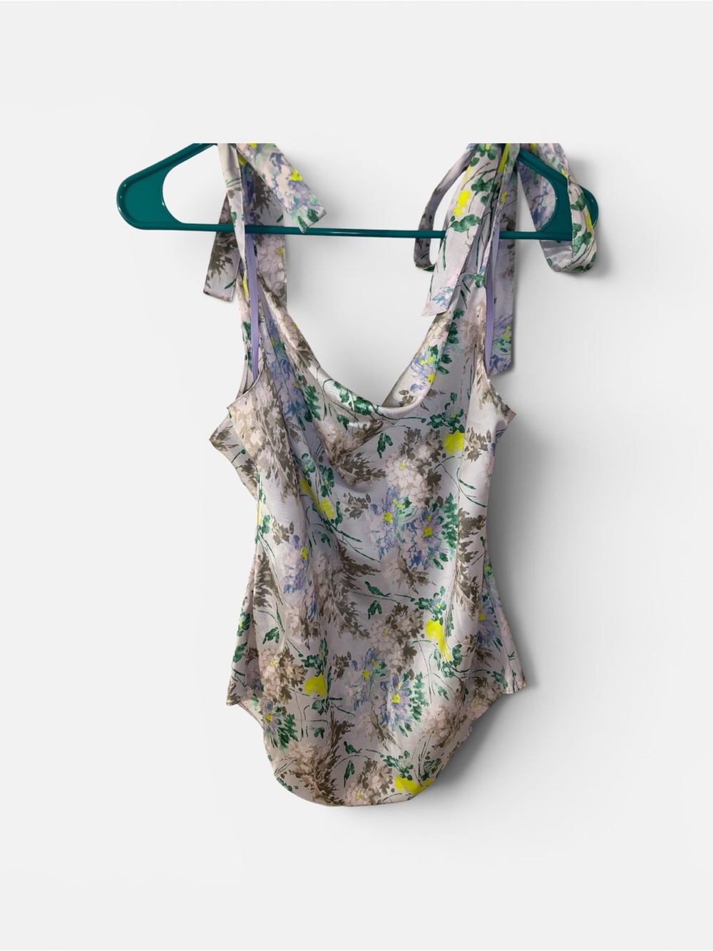 cinq à sept Lavender Floral Top with Yellow & Green Accents